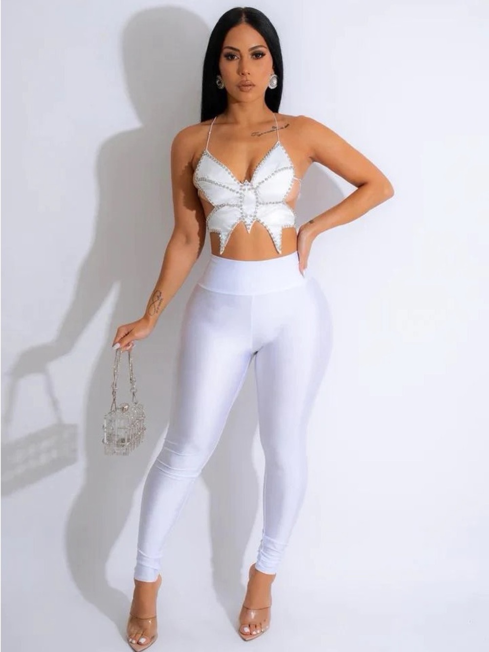 White High-Waist Stretch Leggings